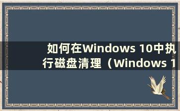 如何在Windows 10中执行磁盘清理（Windows 10磁盘清理）